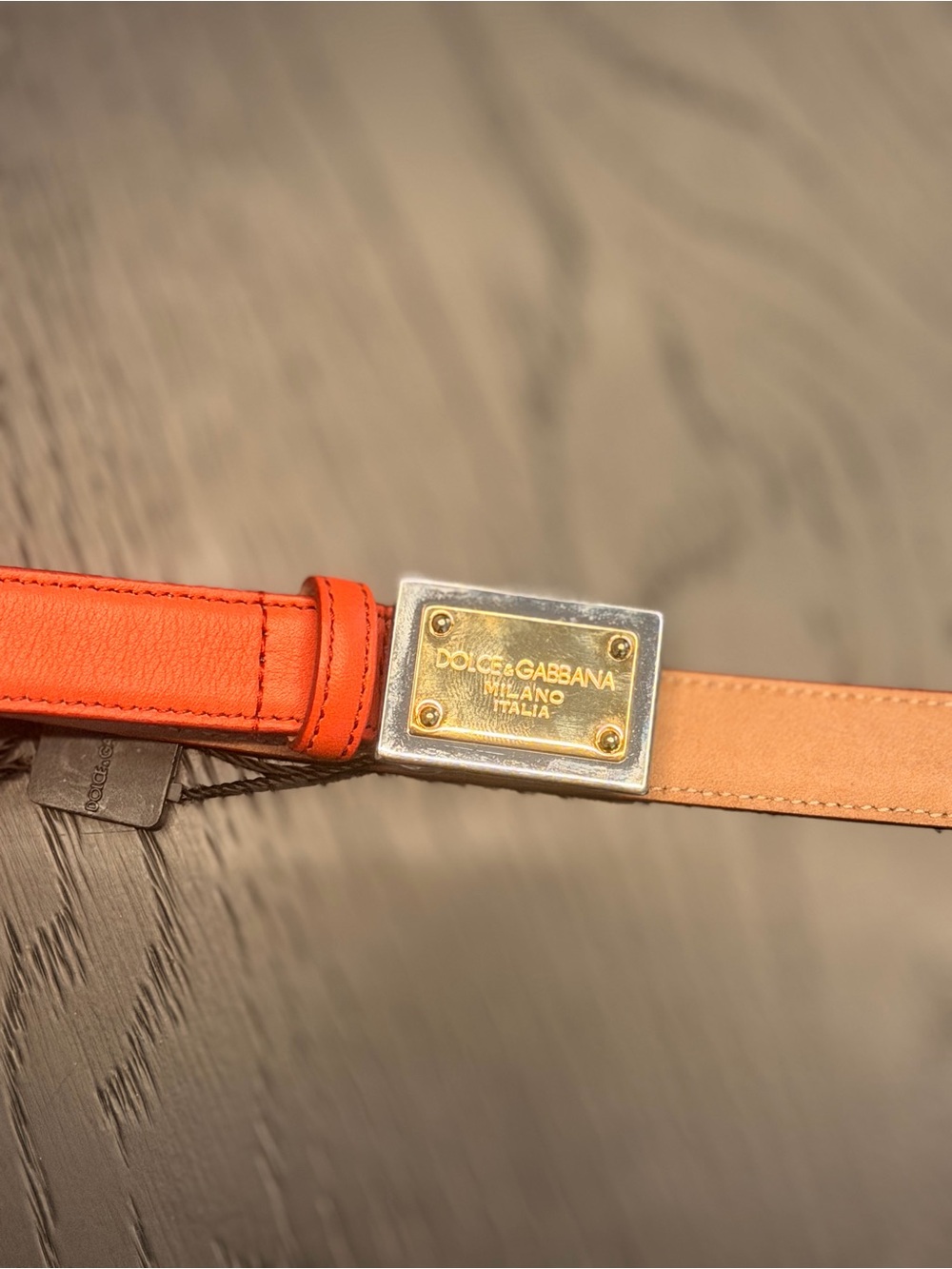 Dolce & Gabbana tan leather belt with embossed logo